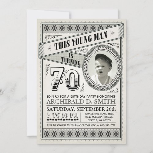 Vintage Milestone Birthday Invitations Your Photo