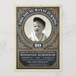 Vintage Milestone Birthday Invitations Your Photo