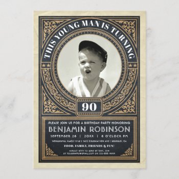 Vintage Milestone Birthday Invitations Your Photo by Anything_Goes at Zazzle