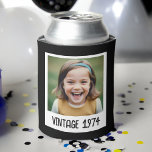 Vintage Milestone Birthday Photo Keepsake Can Cooler<br><div class="desc">Celebrate a special milestone with the Vintage Milestone Birthday Photo Keepsake Can Cooler. This stylish can cooler features a charming vintage design, customizable with a favorite photo and birthday details. Made from high-quality insulating material, it keeps beverages cold while adding a personal touch to the celebration. Perfect for birthday parties,...</div>