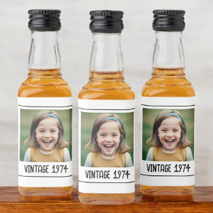 Vintage Milestone Birthday Photo Keepsake Liquor Bottle Label