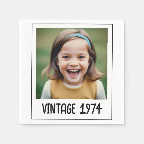 Vintage Milestone Birthday Photo Keepsake Napkins