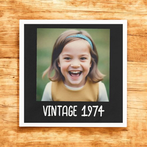 Vintage Milestone Birthday Photo Keepsake Napkins