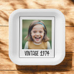 Vintage Milestone Birthday Photo Keepsake Paper Plates<br><div class="desc">Celebrate special milestones with our Vintage Milestone Birthday Photo Keepsake Paper Plates! Featuring a classic vintage design, these plates are personalized with a memorable photo and milestone date, adding a unique touch to your party decor. Made from high-quality, durable materials, they are both stylish and practical for serving your favorite...</div>