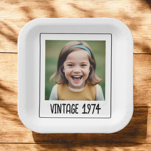 Vintage Milestone Birthday Photo Keepsake Paper Plates