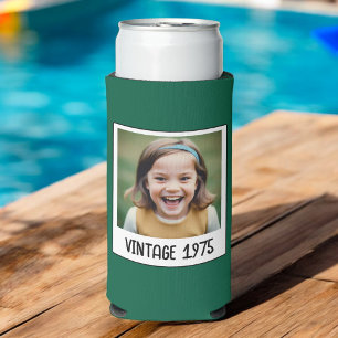 Vintage Milestone Birthday Photo Keepsake Seltzer Can Cooler