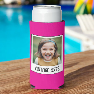 Vintage Milestone Birthday Photo Keepsake Seltzer Can Cooler