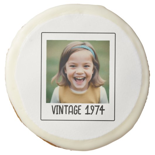 Vintage Milestone Birthday Photo Keepsake Sugar Cookie (Front)