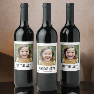 Vintage Milestone Birthday Photo Keepsake Wine Label