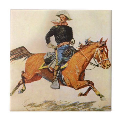 Vintage Military A Cavalry Officer by Remington Tile
