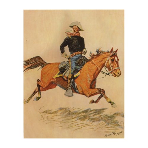 Vintage Military A Cavalry Officer by Remington Wood Wall Art