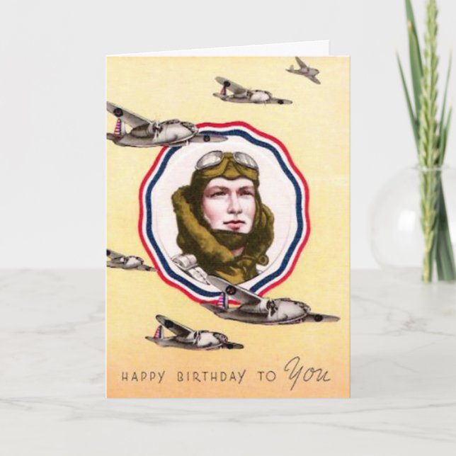 Vintage Military Air Force Birthday Card (Front)
