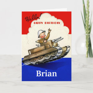 Vintage  Military Birthday Card