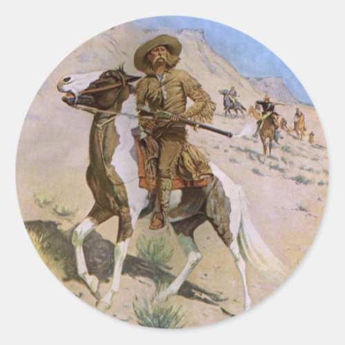 Vintage Military Cowboys The Scout by Remington Classic Round Sticker