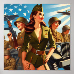 Vintage Military Girl Poster