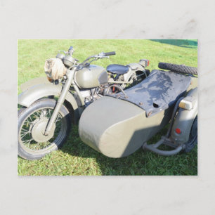 Vintage Military Motorcycle Combination Postcard