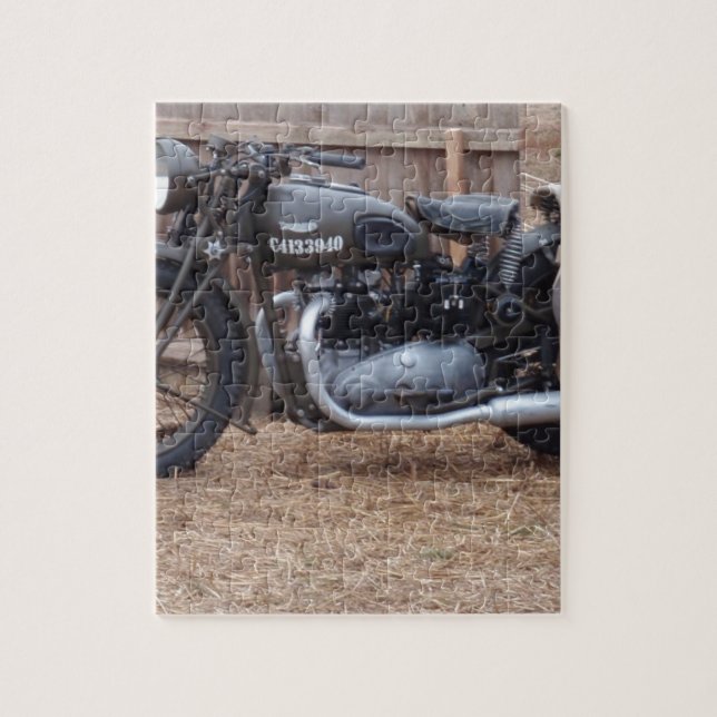 Vintage Military Motorcycle Jigsaw Puzzle (Vertical)
