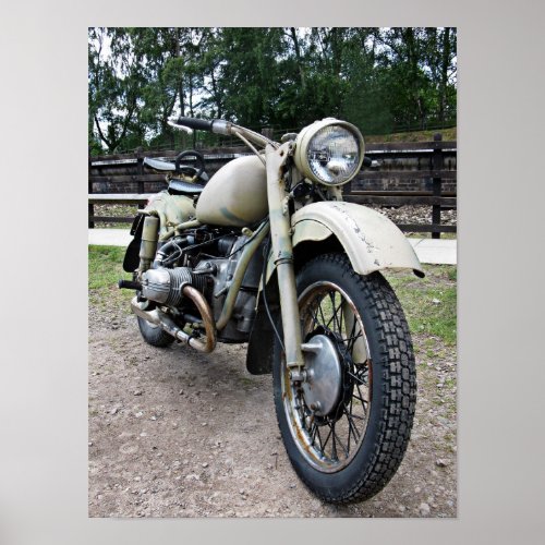 Vintage military motorcycle Poster