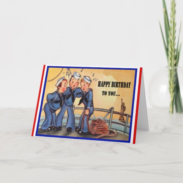 Vintage Military Navy Birthday Card (Front)