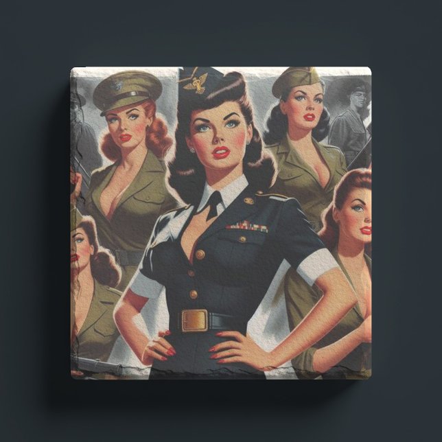 Vintage Military Pin-up Stone Coaster (Creator Uploaded)
