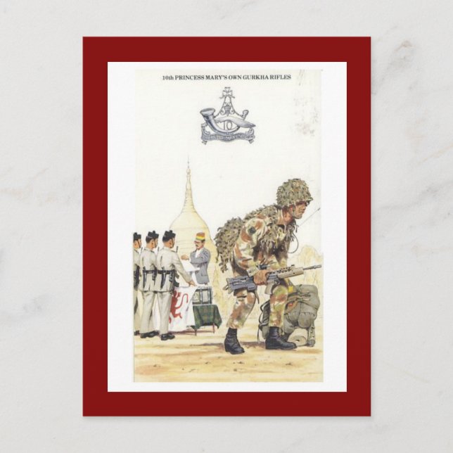 Vintage Military Uniforms, 10th Gurkha Rifles Postcard (Front)