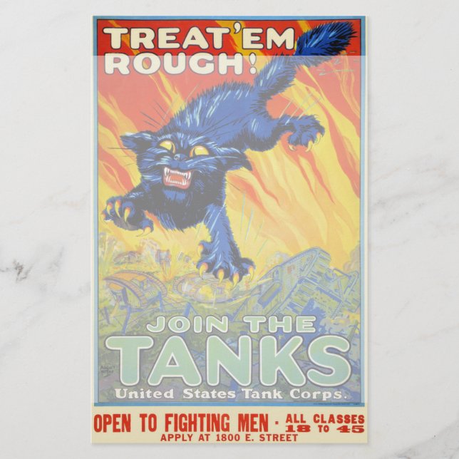 Vintage Military War Recruiting with a Wild Cat (Front)