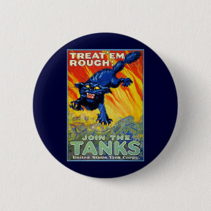 Vintage Military War Recruiting with a Wild Cat Button