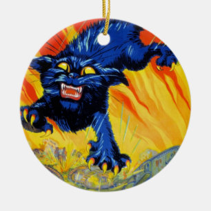 Vintage Military War Recruiting with a Wild Cat Ceramic Ornament