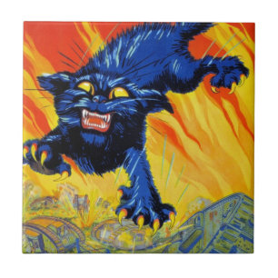 Vintage Military War Recruiting with a Wild Cat Ceramic Tile