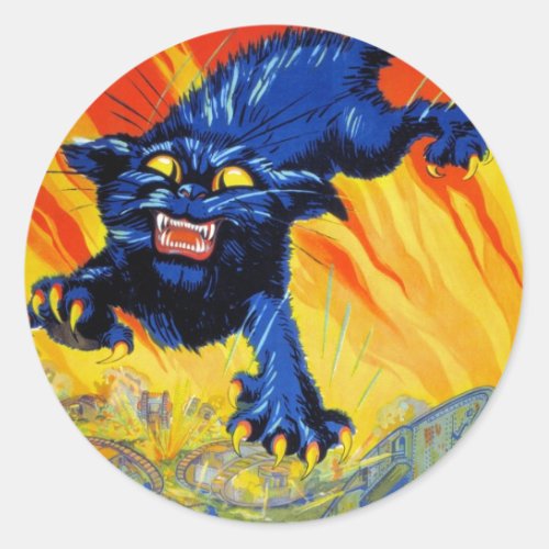 Vintage Military War Recruiting with a Wild Cat Classic Round Sticker