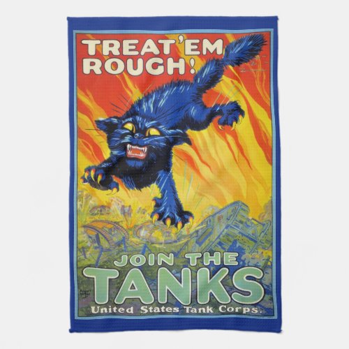 Vintage Military War Recruiting with a Wild Cat Kitchen Towel