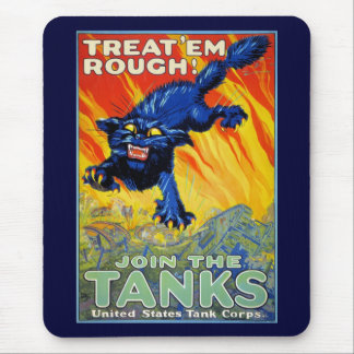 Vintage Military War Recruiting with a Wild Cat Mouse Pad