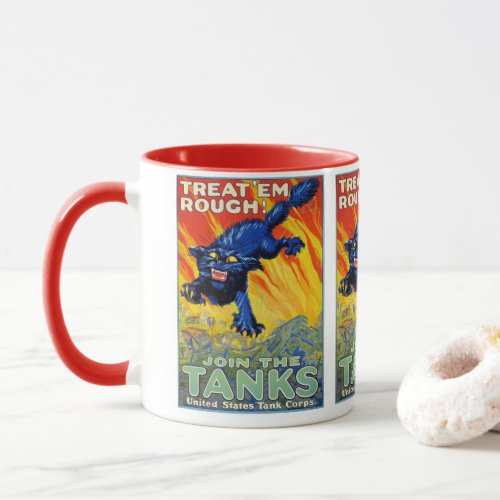 Vintage Military War Recruiting with a Wild Cat Mug