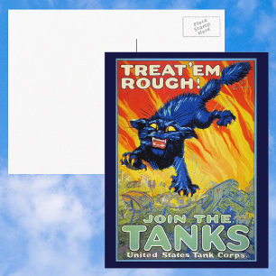 Vintage Military War Recruiting with a Wild Cat Postcard