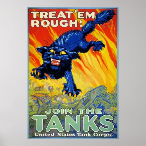 Vintage Military War Recruiting with a Wild Cat Poster