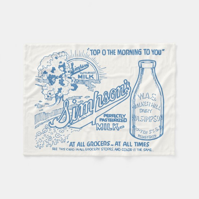 Vintage Milk Advertisement Fleece Blanket (Front (Horizontal))