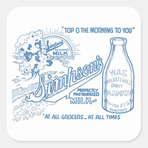 Vintage Milk Advertisement Square Sticker