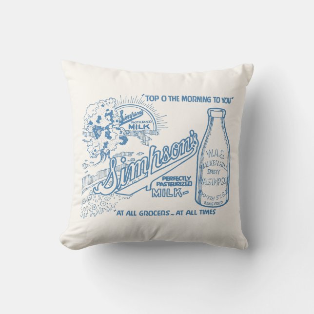 Vintage Milk Advertisement Throw Pillow (Front)