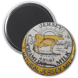 Vintage Milk Bottle Cap Cow Jersey Dairy Magnet