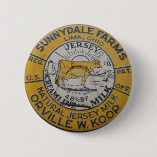 Vintage Milk Bottle Cap Lima Ohio Dairy Sunnydale Pinback Button