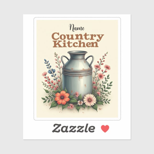 Vintage Milk Can Floral Sticker Sheet (Sheet)