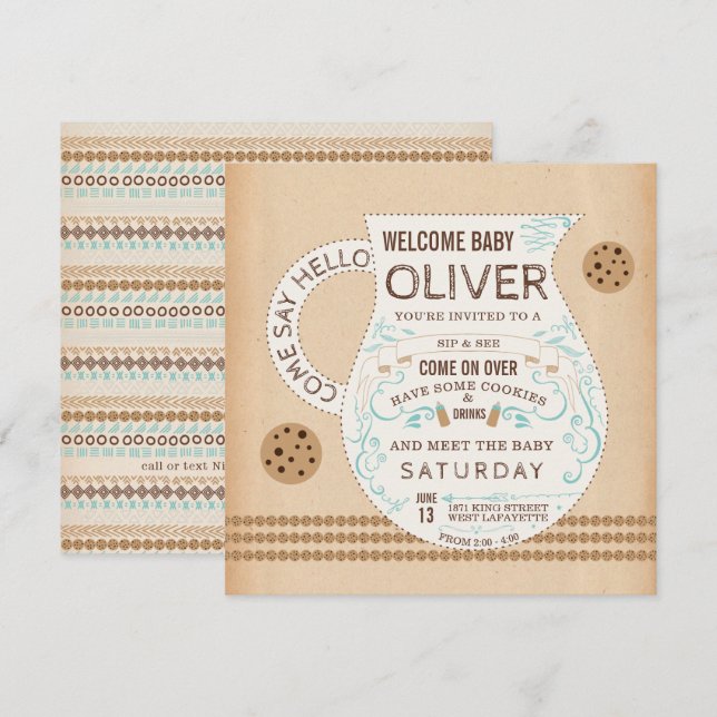Vintage Milk & Cookies Baby Shower Invitation (Front/Back)