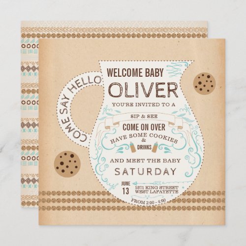 Vintage Milk  Cookies Baby Shower Invitation