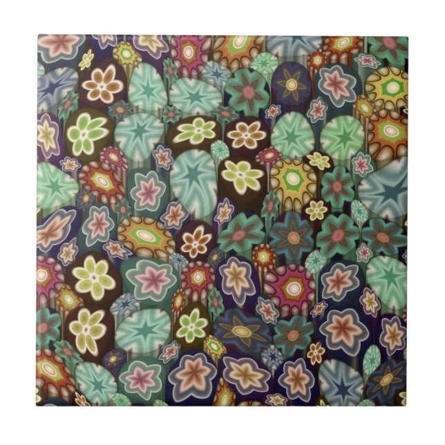 Vintage Millefiori Ceramic Tile (Front)