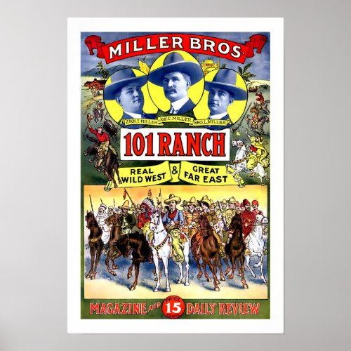 Vintage Miller Bros 101 Ranch Wild West Show Poster