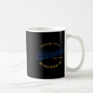 Vintage Milwaukee Wisconsin Cream City Blue Text Coffee Mug