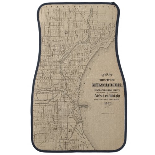 Vintage Milwaukee Wisconsin Map Car Floor Mat
