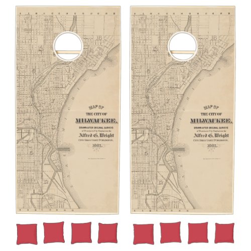 Vintage Milwaukee Wisconsin Map Cornhole Set