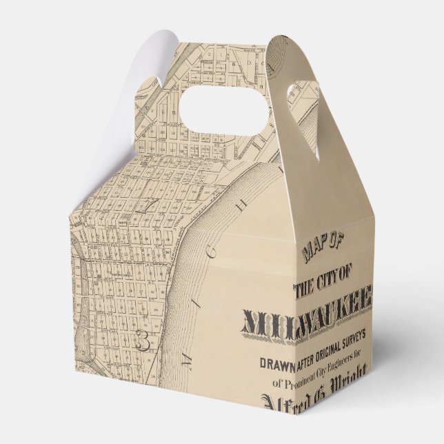 Vintage Milwaukee, Wisconsin Map Favor Boxes (Front Side)