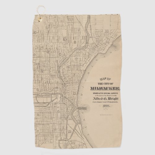 Vintage Milwaukee Wisconsin Map Golf Towel
